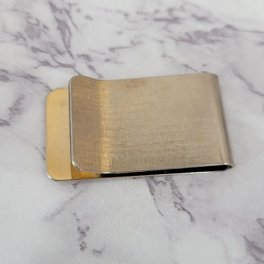 Barlow Vintage Gold Toned Money Clip with Eagle and Original Case